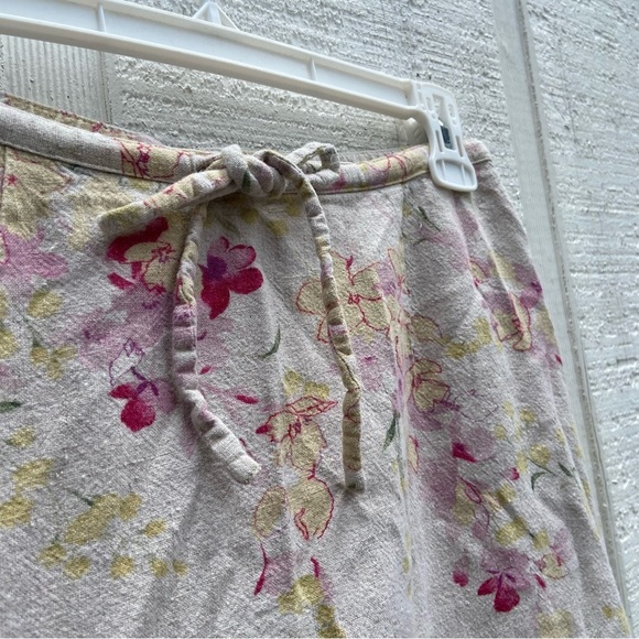 90s Vintage Maxi Womens Liz Claiborne Desert Floral Spring Skirt Linen - Picture 6 of 8